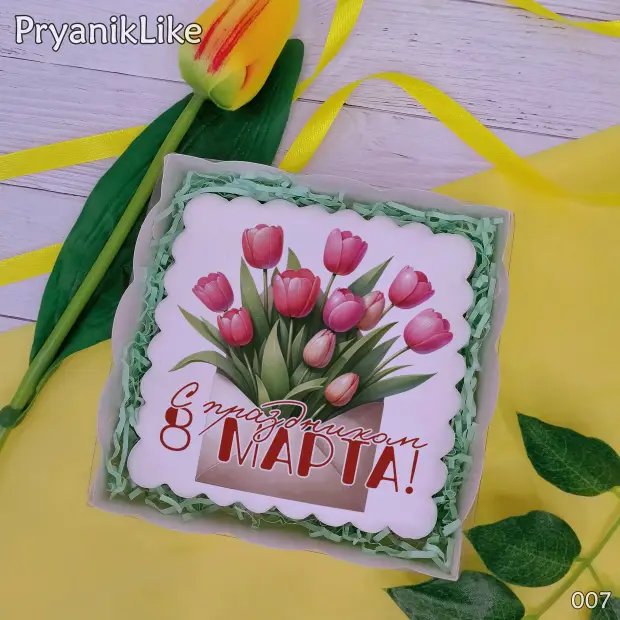 Пряник квадратный (цветы) (10-10 см.)